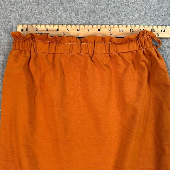 Polagram Paperbag Skirt Womens X-Small Orange Elastic Waist Contrast Stitch Slit - Picture 4 of 8